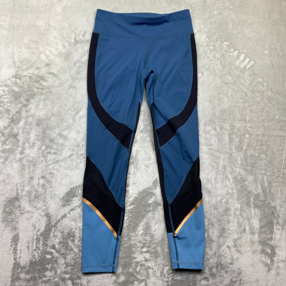 Sweaty Betty The Power Leggings‎ Blue Black Gold Mesh Athletic Pants Size S